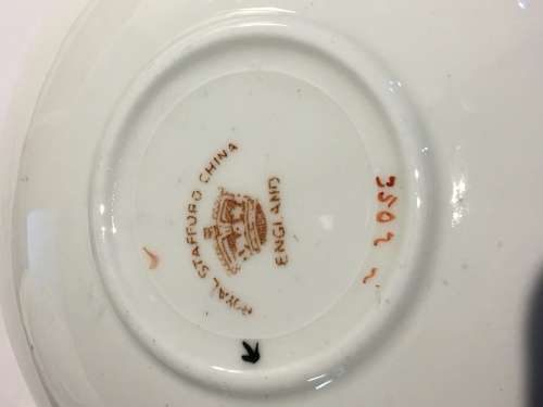 Rare Antique Royal Stafford China England Backstamp c1891-1914 Porcelain Trio - Gold Gilt